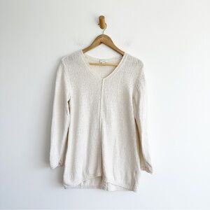 J. Jill V Neck Knit Pullover Sweater Pure Jill Cream Size Small